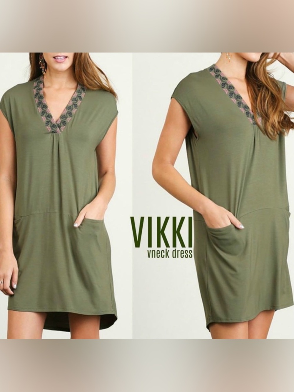 Umgee Dolman Sleeve V-neck Shift Dress